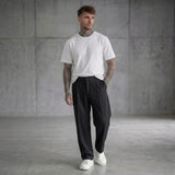 PANTALONE NERO CON ELASTICO IN VITA BOTTONE  - NEW JOB BRAND - ART. AMALFI