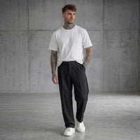 PANTALONE NERO CON ELASTICO IN VITA BOTTONE  - NEW JOB BRAND - ART. AMALFI