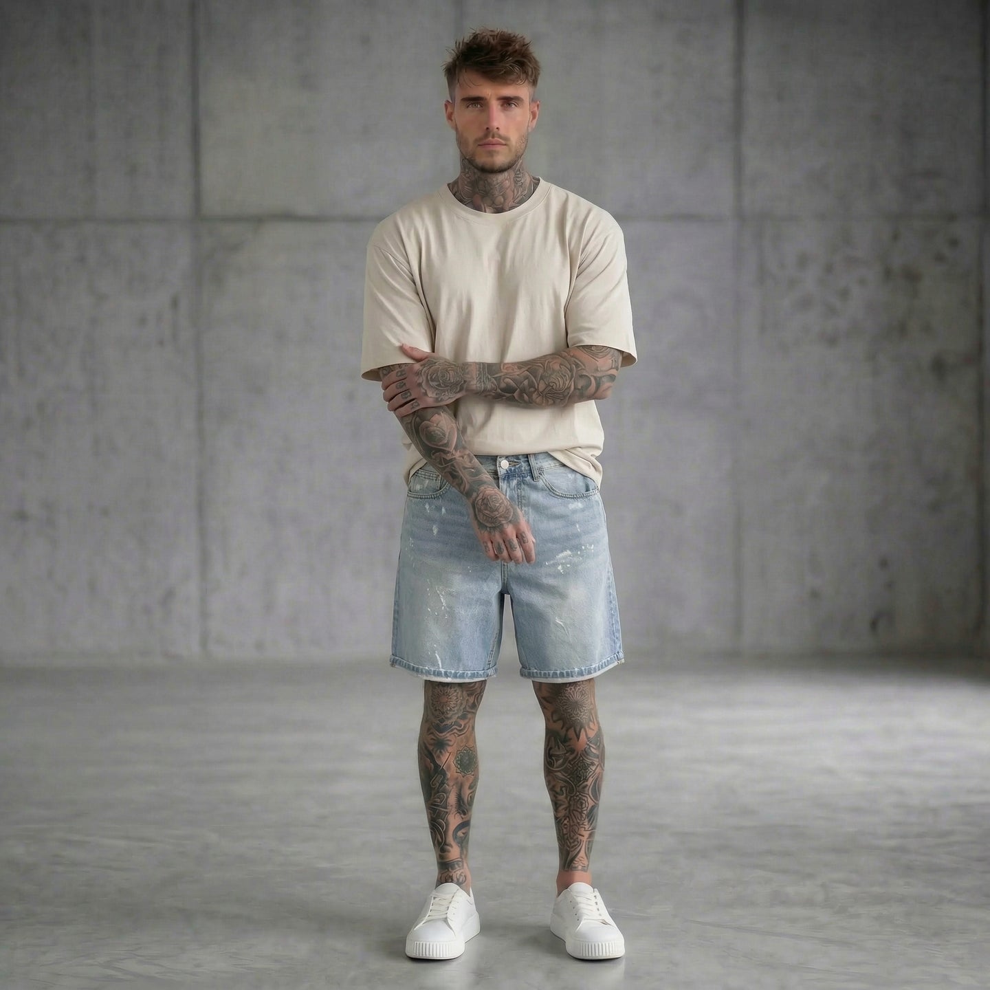 BERMUDA NEW JOB BRAND JEANS CHIARO MACCHIE E STRAPPI ART  NJB 22/1