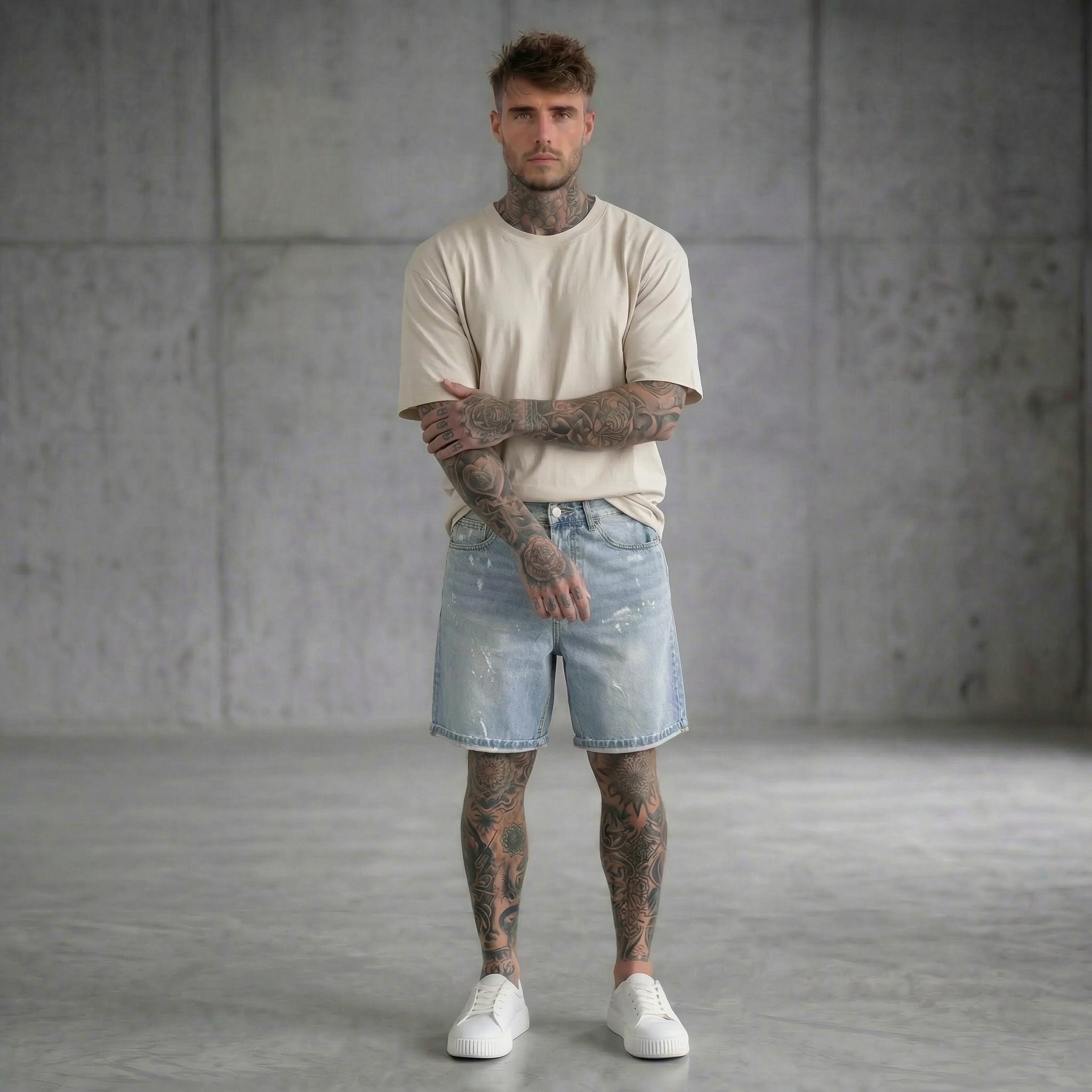 BERMUDA NEW JOB BRAND JEANS CHIARO MACCHIE E STRAPPI ART  NJB 22/1