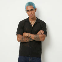 POLO CAMICIA  BERNA CROCHET NERO - ART.