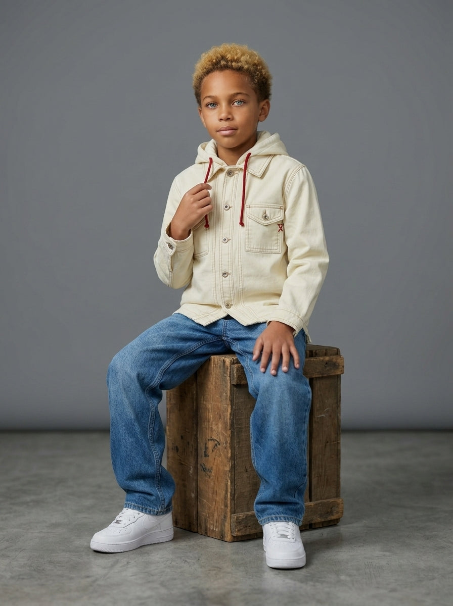 GIUBBINO BERNA KIDS  CAMICIA CON CAPPUCCIO REMOVIBILE  PANNA ART K 240169 128