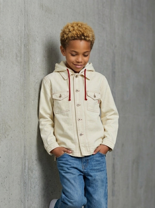 GIUBBINO BERNA KIDS  CAMICIA CON CAPPUCCIO REMOVIBILE  PANNA ART K 240169 128