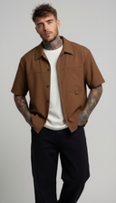 CAMICIA MANICA CORTA CON TASCHINO FRONTALE - IMPERIAL - ART. C1PLCY - COL. NUTELLA