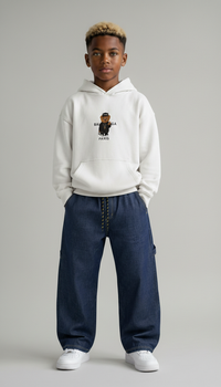 FELPA OVER BAMBINO CON CAPPUCCIO BOXY FIT OVER -  ORSO  PIU' COLORI - HAMEN