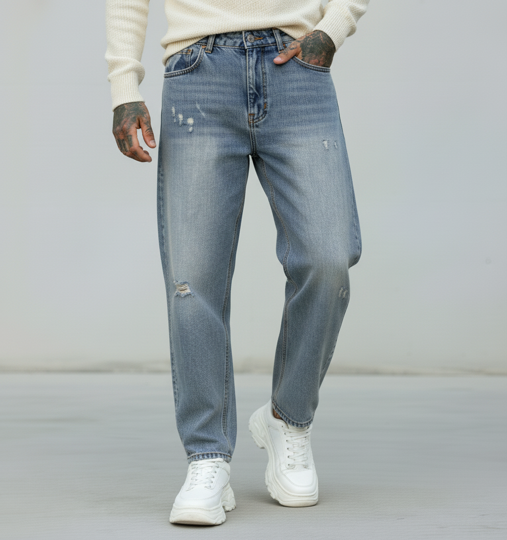 JEANS STRAIGHT LAVAGGIO CHIARO - BERNA - ART. 25100030 - COL. DENIM
