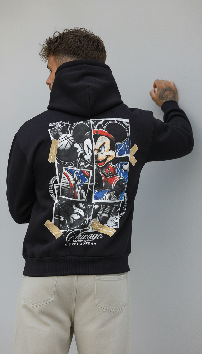 FELPA CON CAPPUCCIO MOUSE    - B.U. - ART. W 25 / H 47