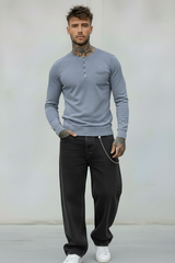 SERAFINO BOTTONI CON TASCHINO MAGLIA - BERNA - *ART. 23011120 - COL. AZZURRO JEANS / DENIM