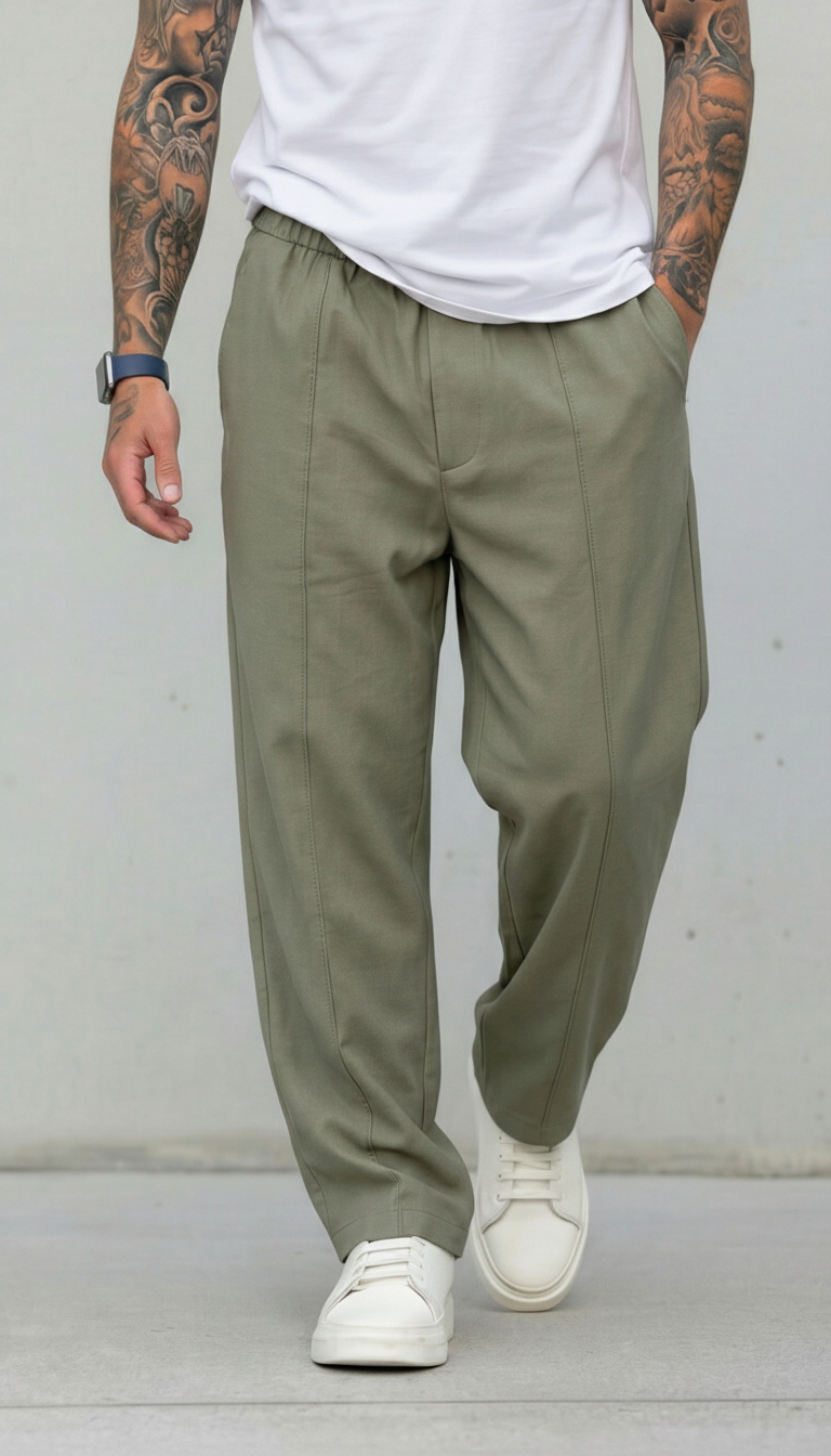 PANTALONI REGULAR -FIT CON VITA ELASTICA  E PIEGHE - IMPERIAL - ART. PE6HLCX