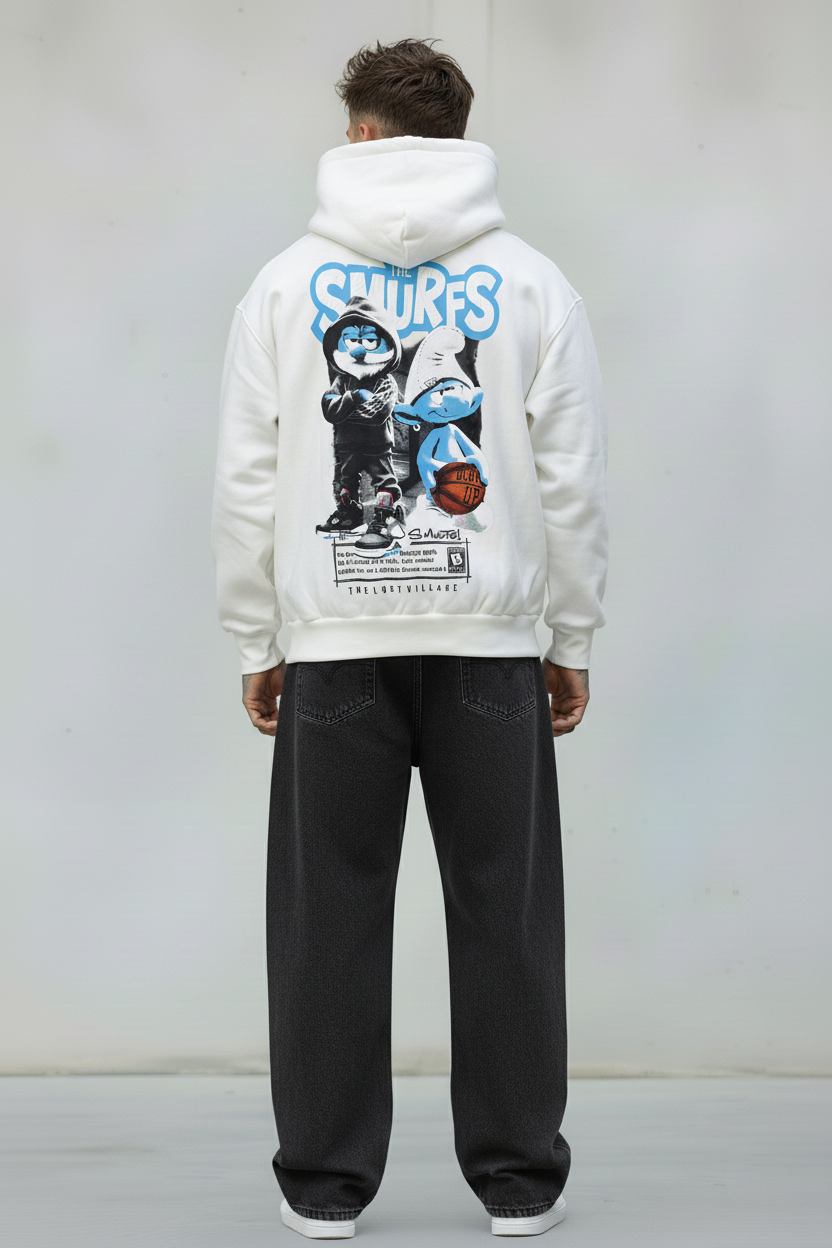 FELPA CON CAPPUCCIO SMURFS PUFFI   - B.U. - ART. W 25 / H 56