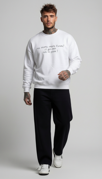 FELPA GIROCOLLO UOMO BIANCO  CON RICAMO MA ANCORA?  - BERNA - ART. 261080 -2