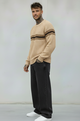 GIROCOLLO MAGLIA PERLA RIGATO - BERNA - *ART. 2330388 - COL. BEIGE