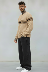 GIROCOLLO MAGLIA PERLA RIGATO - BERNA - *ART. 2330388 - COL. BEIGE