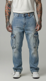 JEANS UOMO CARGO LAVAGGIO BLEACH  BERNA - ART.26100-30