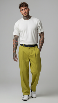 PANTALONE VERDE CHIARO CINTA DENIM  - BERNA - ART. 261390