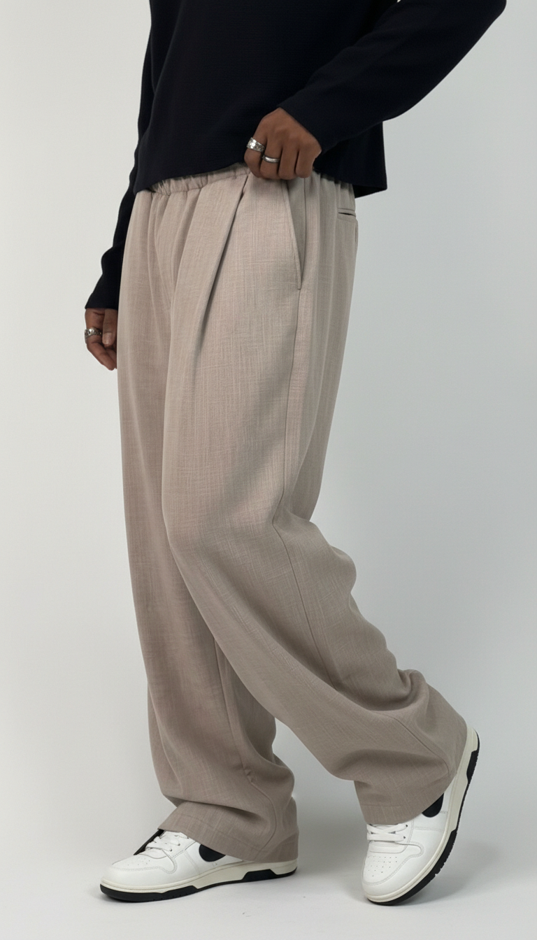 PANTALONI BAGGY-FIT CON VITA ELASTICA  E PIEGHE - IMPERIAL - ART. PE6YLBR