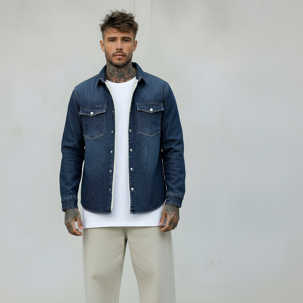 CAMICIA OVERSHIRT ORSETTO - BERNA - ART. 246038396 - COL. BLU DENIM