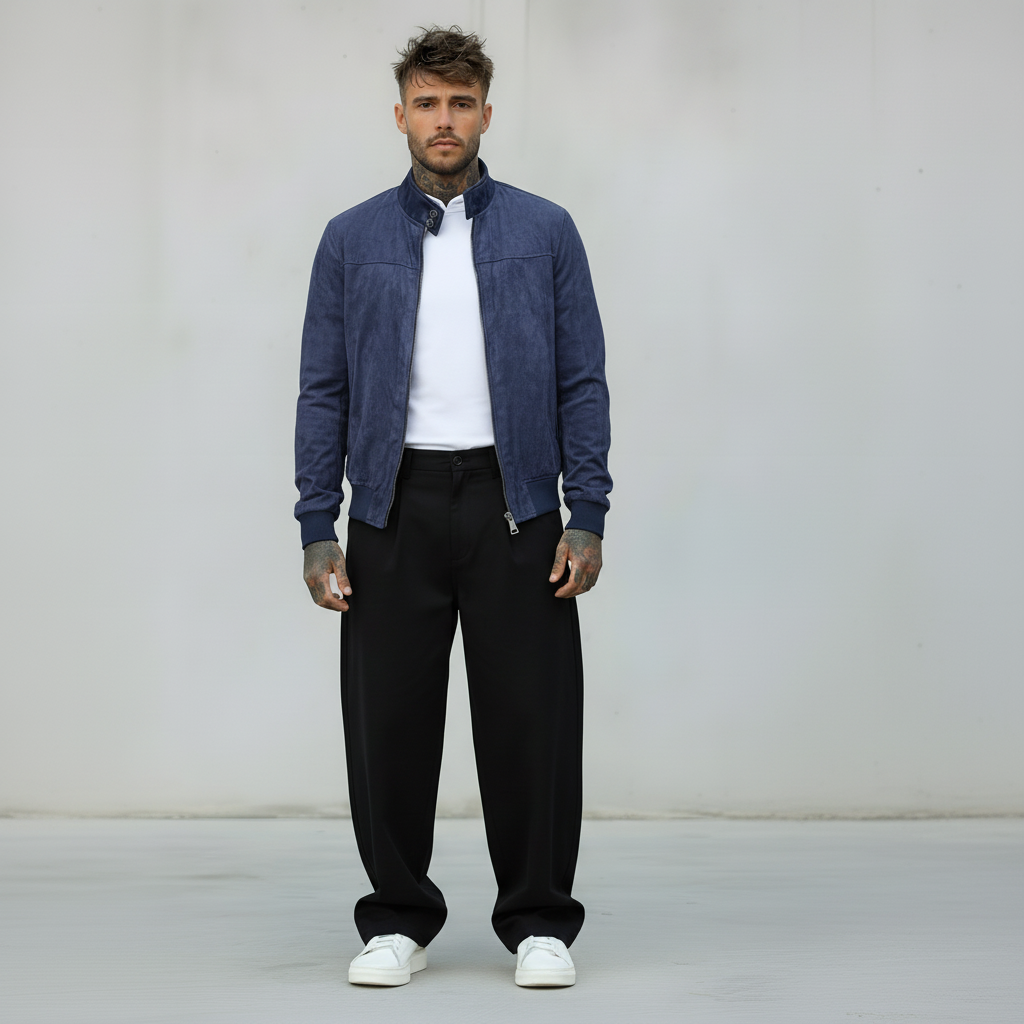 GIACCA ZIP ECOPELLE CAMOSCIO - BERNA - *ART. 2303263 - COL. BLU