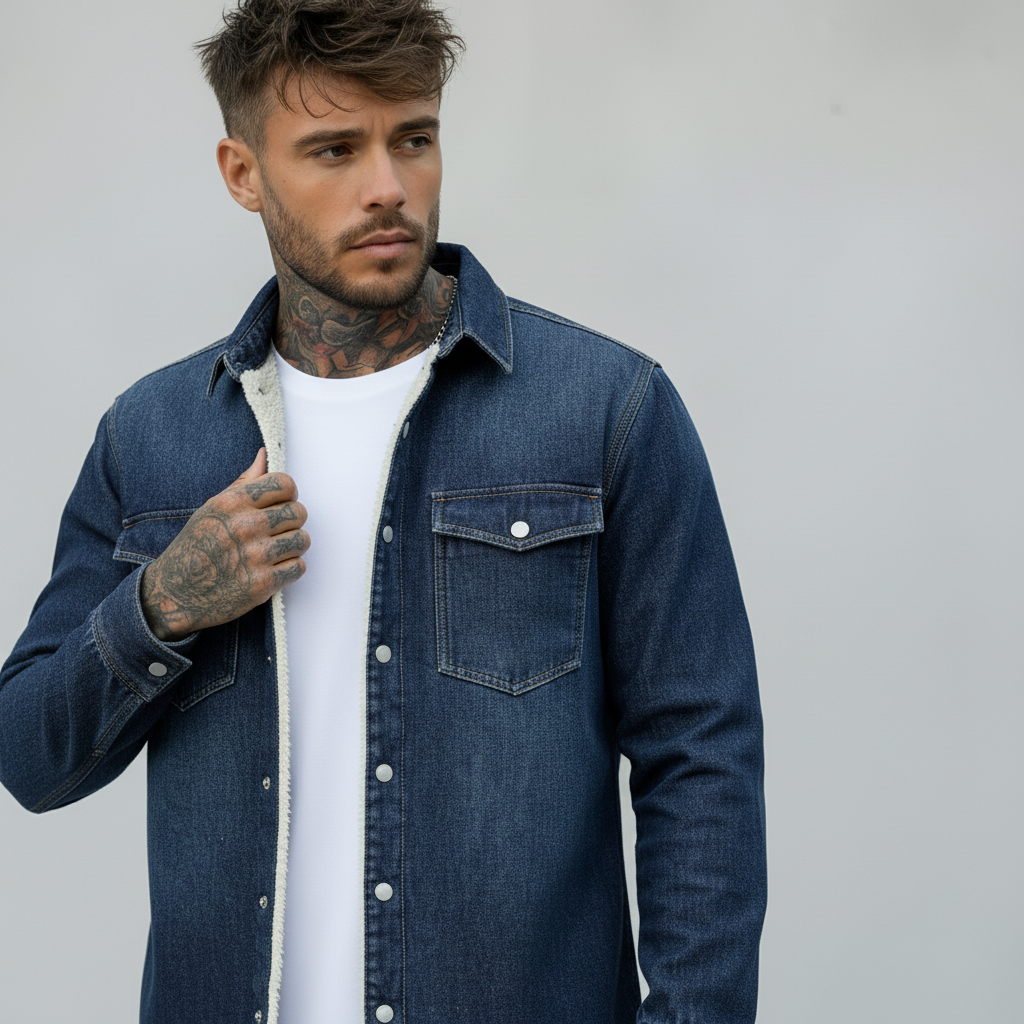 CAMICIA OVERSHIRT ORSETTO - BERNA - ART. 246038396 - COL. BLU DENIM