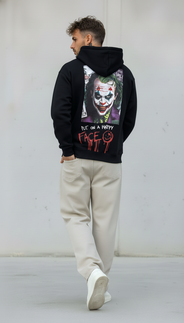 FELPA CON CAPPUCCIO JOKER - E. - ART. PUT ON A HAPPY FACE