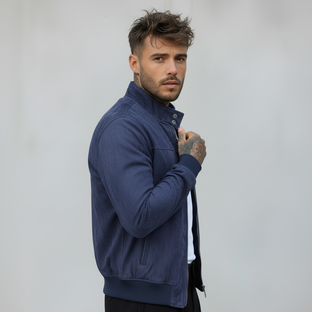 GIACCA ZIP ECOPELLE CAMOSCIO - BERNA - *ART. 2303263 - COL. BLU