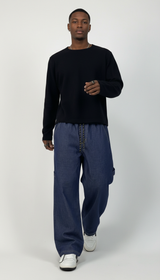PANTALONE CARPENTER CON ELASTICO IN VITA DARK BLUE DENIM  - HAMEN - ART.  CARPE