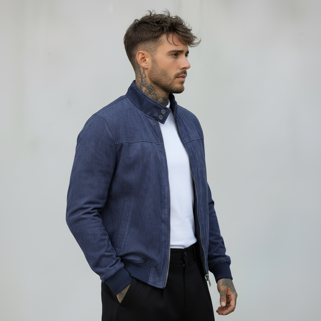 GIACCA ZIP ECOPELLE CAMOSCIO - BERNA - *ART. 2303263 - COL. BLU