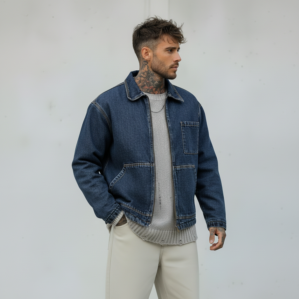 GIUBBINO DI JEANS WITH SHEEP - RYTUAL - ART. R674 - COL. BLU DENIM
