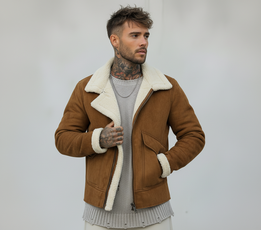 GIUBBINO ECOMONTONE CAMOSCIO TAGLIO VIVO - BERNA - *ART. 233239141 - COL. COGNAC