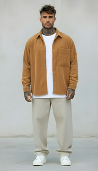 CAMICIA VELLUTO A COSTINE - NEW JOB BRAND - ART. CAM STONDO - COL. MARRONE