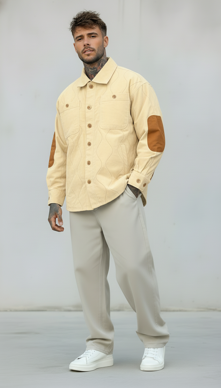 CAMICIA OVERJACKET CON DETTAGLI A CONTRASTO - BERNA - ART. 2522738 - COL. BEIGE