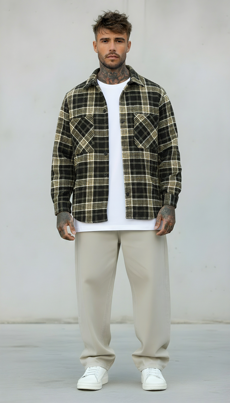 CAMICIA QUADRI IN FLANELLA - NEW JOB BRAND - ART. QD177 - COL. NERO