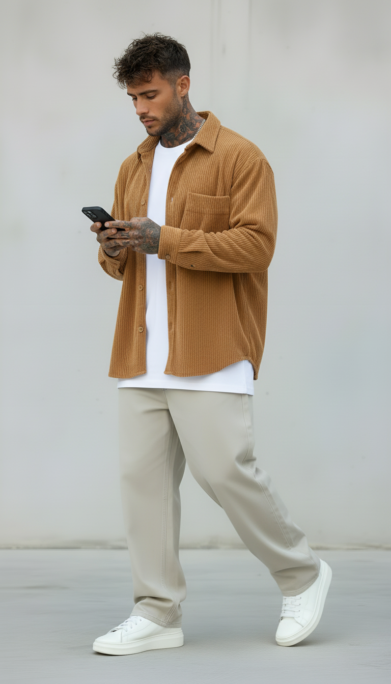 CAMICIA VELLUTO A COSTINE - NEW JOB BRAND - ART. CAM STONDO - COL. MARRONE