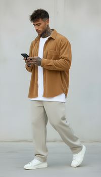 CAMICIA VELLUTO A COSTINE - NEW JOB BRAND - ART. CAM STONDO - COL. MARRONE