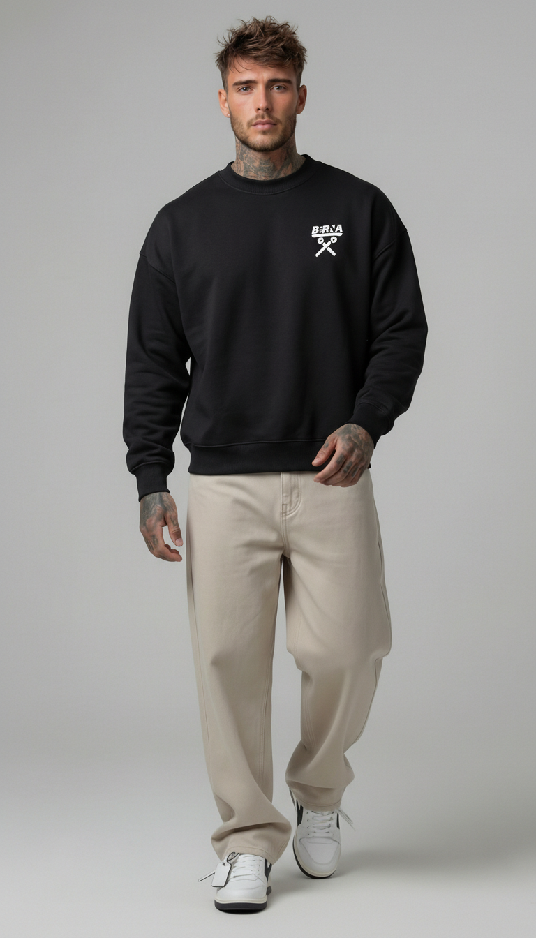 FELPA GIROCOLLO UOMO LOGATA VINTAGE FIT  - BERNA - ART. 261051 - PIU' COLORI