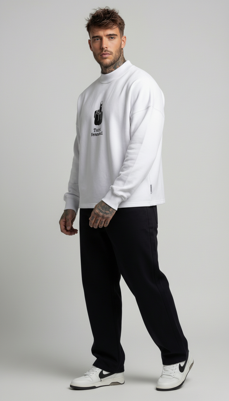 FELPA GIROCOLLO UOMO STAMPA DITO MEDIO  - BERNA - ART. 261082 - 2