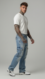 JEANS UOMO CARGO LAVAGGIO BLEACH  BERNA - ART.26100-30