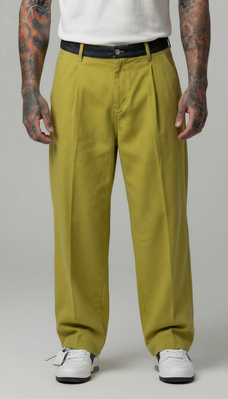 PANTALONE VERDE CHIARO CINTA DENIM  - BERNA - ART. 261390