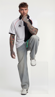 POLO MANICA CORTA AUTHENTIC SOLIN  - KAPPA - ART. 331Z4NW- COL . BLACK -WHITE - RED