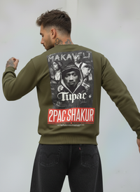 FELPA  GIROCOLLO TUPAC - E. - ART. 2PAC SHAKUR  COL. VERDE