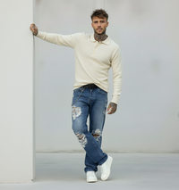 JEANS LUNGO STRAPPI - BERNA - ART. 23026030 - COL. DENIM MEDIO