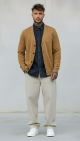 CARDIGAN V LAMBSWOOL - BERNA - *ART. 233030169 - COL. BISCOTTO