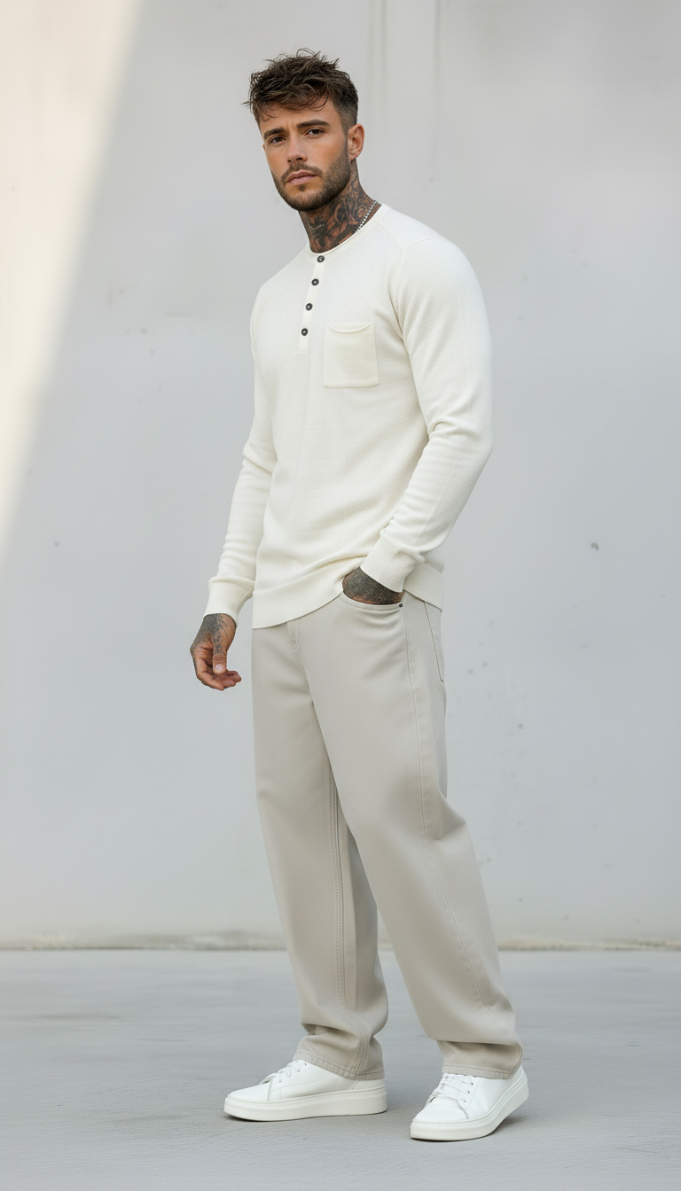 SERAFINO BOTTONI CON TASCHINO MAGLIA - BERNA - *ART. 230111173 - COL. ECRU