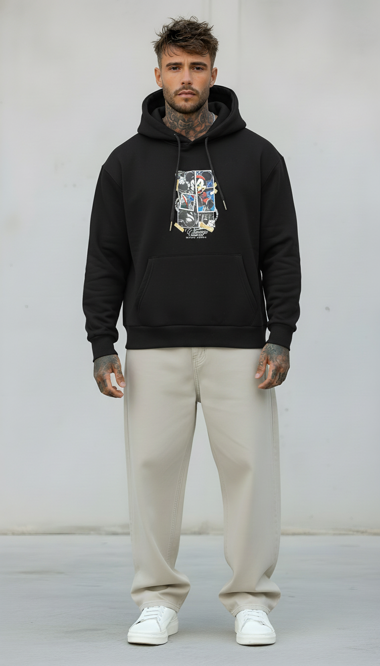 FELPA CON CAPPUCCIO MOUSE    - B.U. - ART. W 25 / H 47