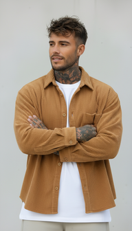 CAMICIA VELLUTO A COSTINE - NEW JOB BRAND - ART. CAM STONDO - COL. MARRONE