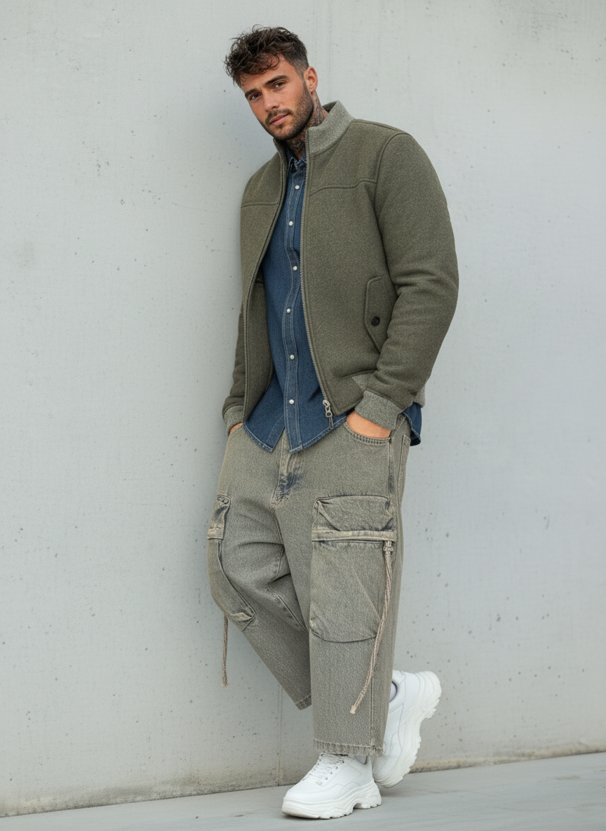 GIUBBINO BOMBER IN PANNO CON FODERA TEDDY - BERNA - ART. 25209430 - COL. GRIGIO SCURO