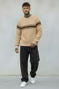 GIROCOLLO MAGLIA PERLA RIGATO - BERNA - *ART. 2330388 - COL. BEIGE