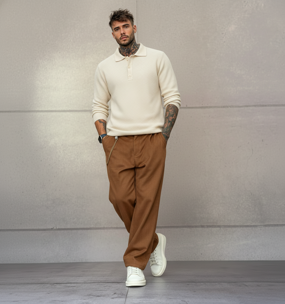 PANTALONE EFFETTO SCAMOSCIATO - BERNA - ART. 252120677 - COL. RENNA