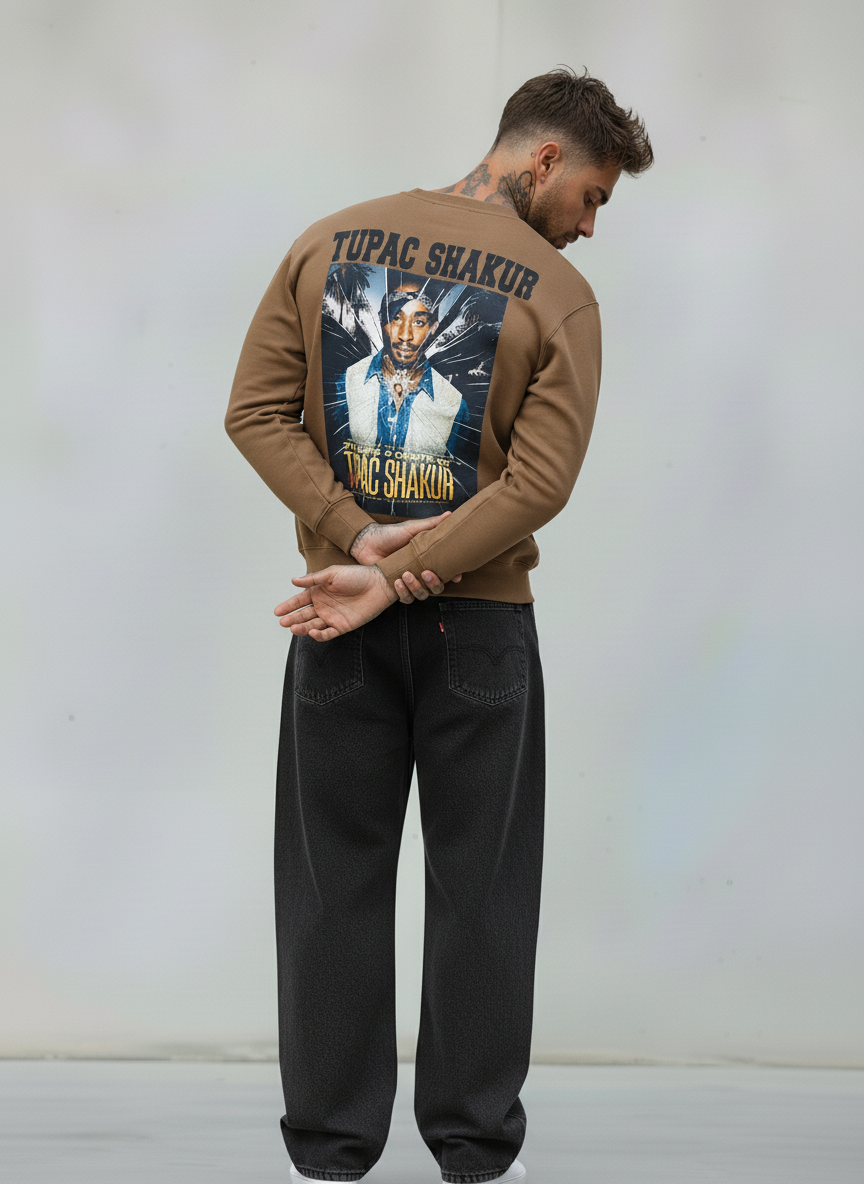 FELPA GIROCOLLO 2PAC - E. - ART. TUPAC SHAKUR  COL. CAMMELLO