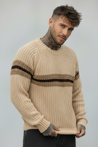 GIROCOLLO MAGLIA PERLA RIGATO - BERNA - *ART. 2330388 - COL. BEIGE